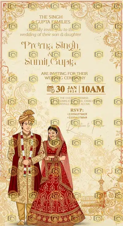 Elegant Hindu Wedding Invitation Card